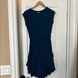Joyfolie Blue Asymmetrical Sundress with Cap Sleeves